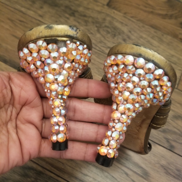 Christian Dior Heels Bronze Gold Jewelled Crystal Heels Dior Mules Size 7.5 - Picture 15 of 16